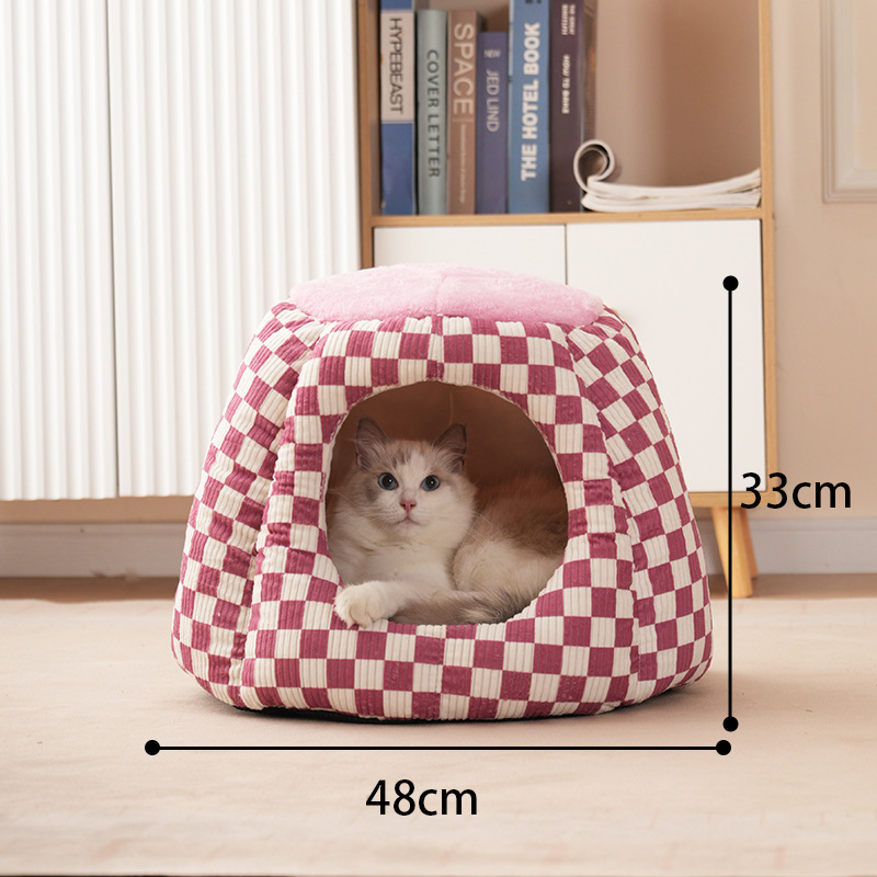 新型猫小屋冬保温四季通用閉鎖型犬小屋小型犬ネット赤防寒猫屋冬モデルが厚くなった|undefined