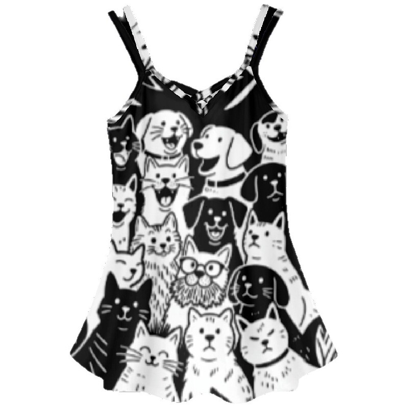 Cross-Border Independent Site Plus Size Suspender Dress Fashion Elegant Stylish Characteristic Type Printing Wholesale