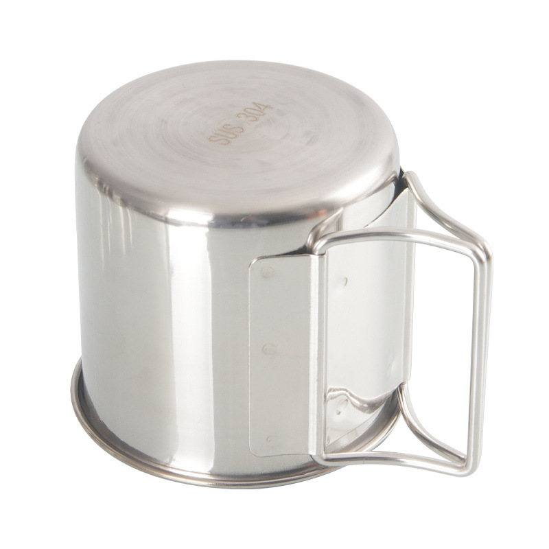 Stainless steel 304 outdoor foldable hand-held portable camping cup tableware