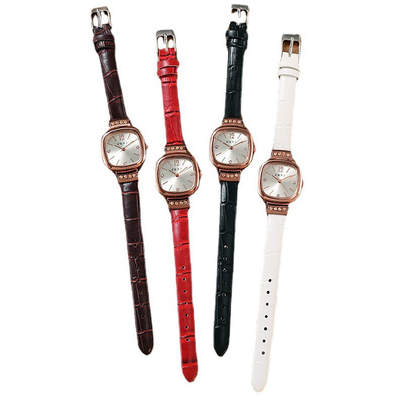 Coffee quartz square watch for leisure, 2022 collection