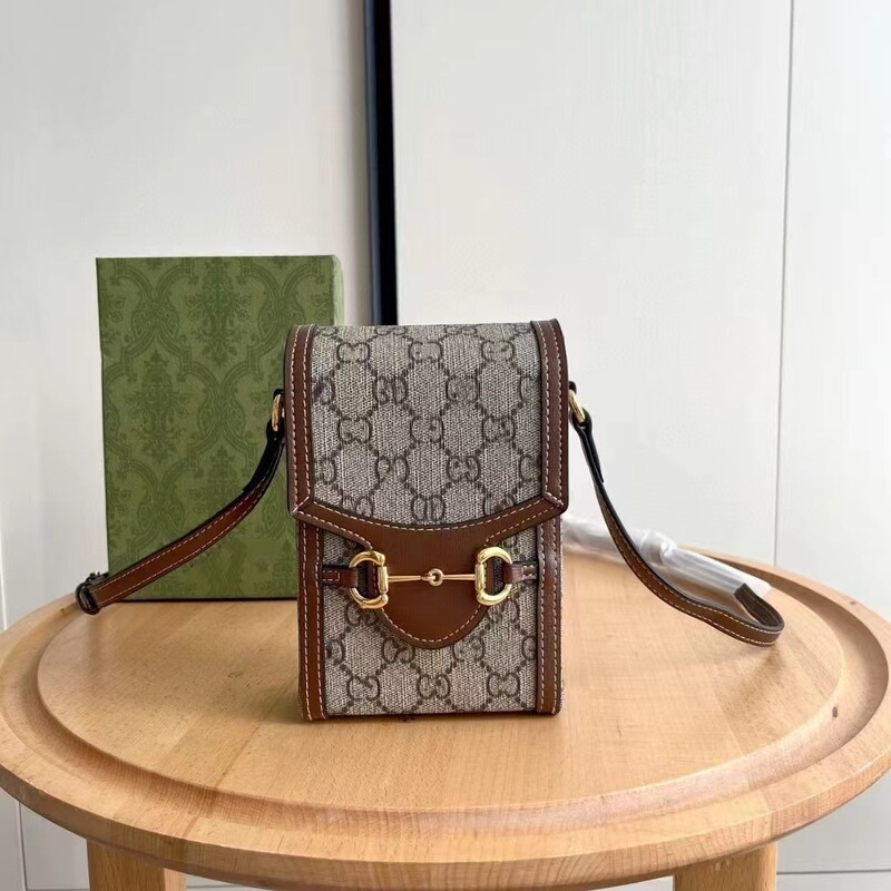 Foreign Trade New Model g Family Mini 1955 Vertical Presbyopic Box Mobile Phone Bag Single Shoulder Crossbody Genuine Leather Horsebit Small Bag Foreign Trade New Model g Family Mini 1955 Vertical Presbyopic Box Mobile Phone Bag Single Shoulder Crossbody Genuine Leather Horsebit Small Bag