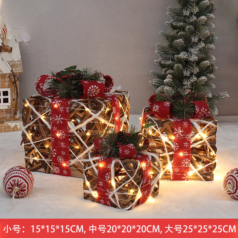 등나무 선물 상자 3개 세트(2022-150)와 스트링 조명