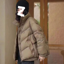 2025冬季新款韩版宽松休闲羽绒服女短款立领白鸭绒加厚两粒扣外套