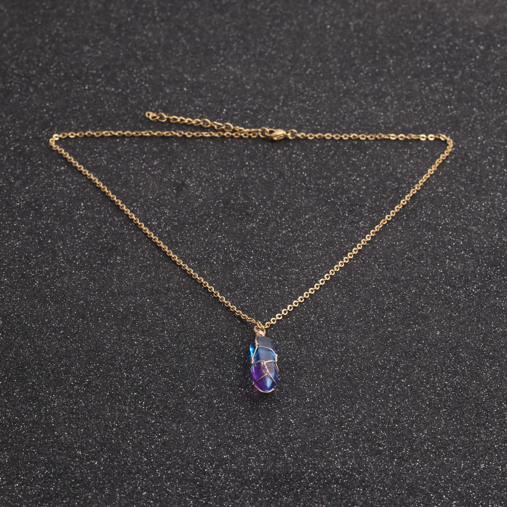 wholesale jewelry blue crystal pendants copper necklace Nihaojewelry