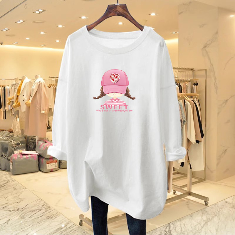 2025 New Cartoon Long-Sleeved T-Shirt for Women in Early Autum, Loose Large Version, Casual Mid-Length Butt-Covering Style Top 2025 New Cartoon Long-Sleeved T-Shirt for Women in Early Autum, Loose Large Version, Casual Mid-Length Butt-Covering Style Top