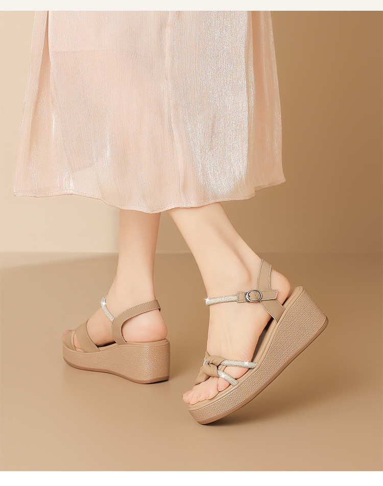 Sandal nữ đế xuồng đính đá cổ điển, tăng chiều cao, phong cách thanh lịch — M701 Hạnh chi tiết 16