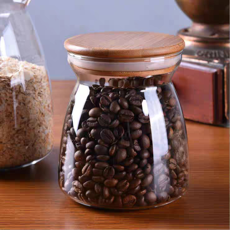 Tanque sellado de vidrio transfronterizo con tapa de bambú Tanque de almacenamiento de vidrio con alto contenido de borosilicato Tanque de almacenamiento de granos de café de grano integral de cocina image 5