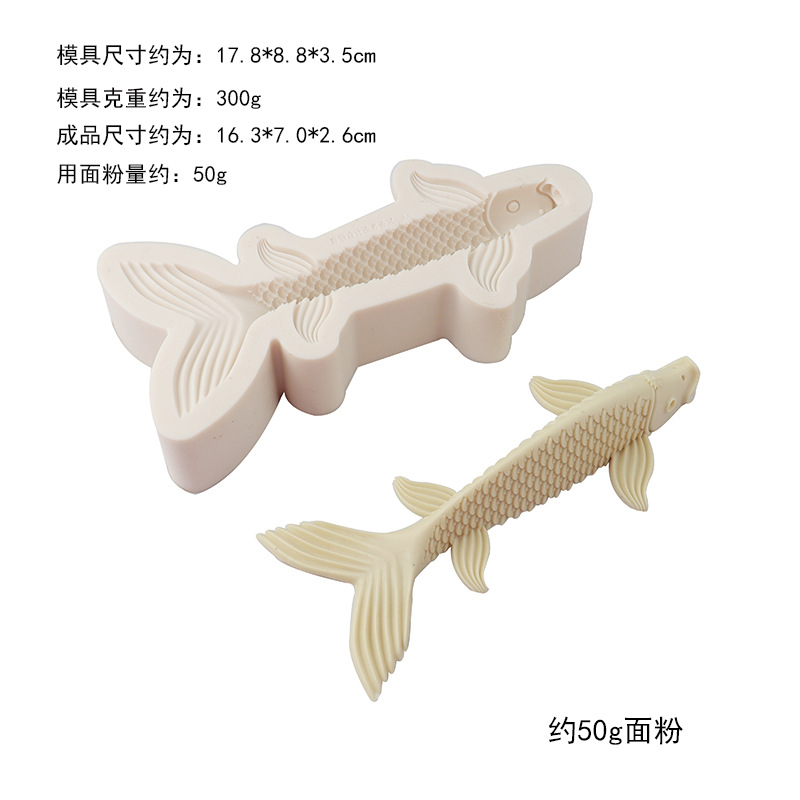 Patrón pasta pastelería molde de silicona tridimensional koi pescado flor pastel al vapor pan molde cumpleaños pastel decoración pescado molde