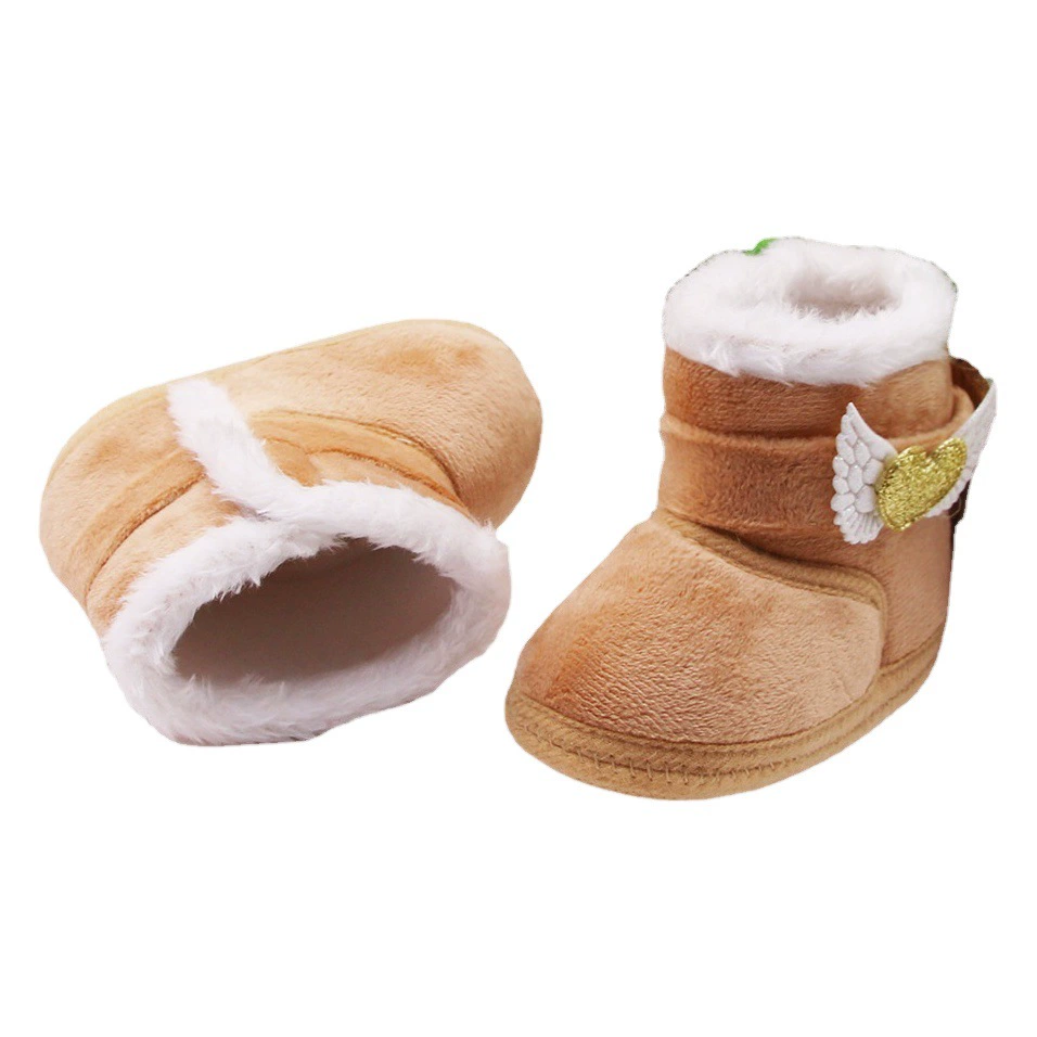 Детская обувь От 0 до 1 года Обувь для новорожденных, высокие однотонные зимние сапоги с отворотами, не отваливаются на флисовой подкладке, утолщенная хлопковая обувь