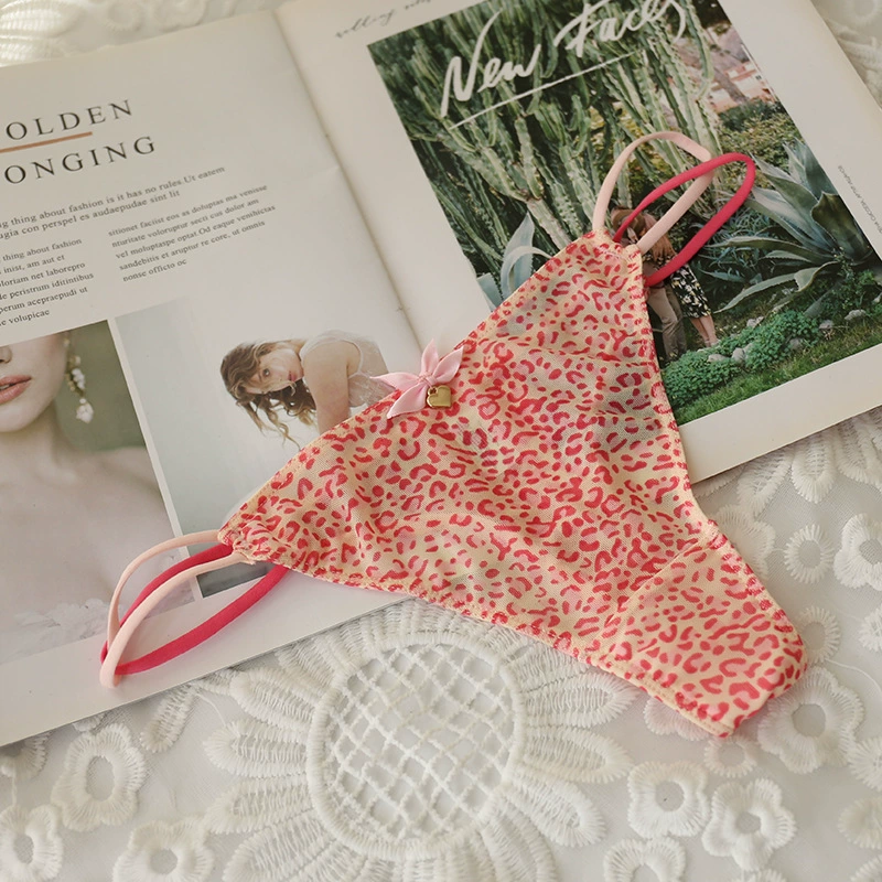 Меш сетчатая низкая талия thong, прозрачный леопардовый и узорчатый принт, размеры M–XXL