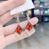 Crystal, fashionable demi-season earrings, 2024 years, cat's eye, internet celebrity, bright catchy style