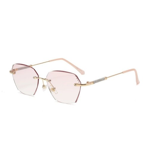 Fashionable Women's Anti-Blue Light Reading Glasses High-Grade Elderly High Definition Ultra-Light Metal Diamond-Edge Rimless Glasses