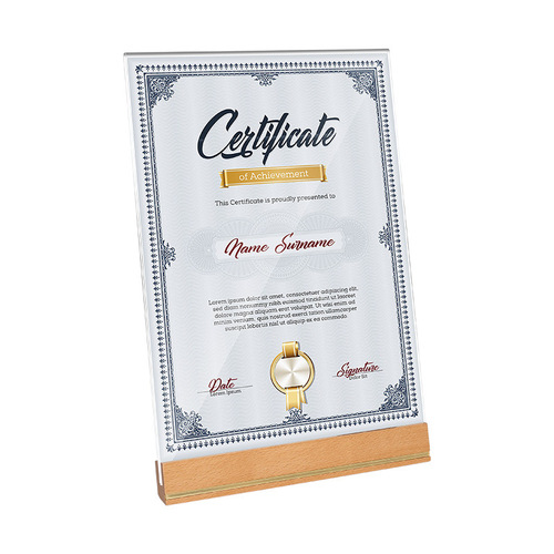 Acrylic table card honor certificate frame solid wood table card stand ID photo frame table authorization letter display stand table sign