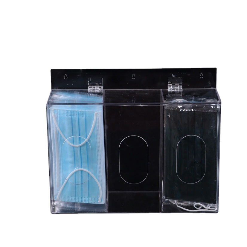 Caja de máscara de acrílico caja de máscara de acrílico de vidrio orgánico transparente máscara de escritorio caja de almacenamiento de tejido