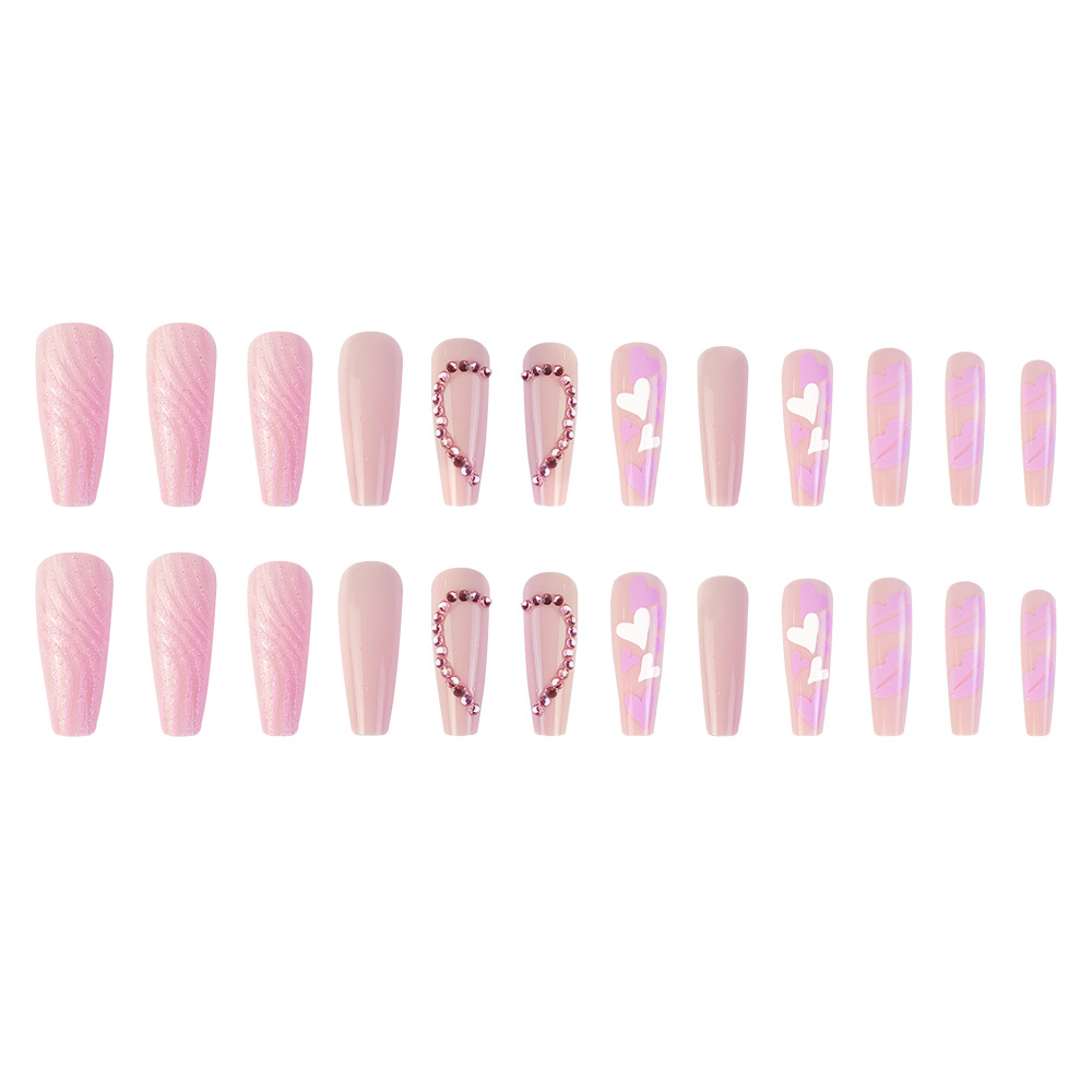 Pieza de uñas de diamante europeo y americano desgaste al por mayor uñas amor largo falso parche de uñas prensa en las uñas