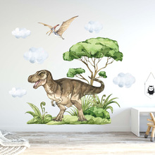 侏罗纪霸王龙自粘墙贴森林恐龙翼龙卡通儿童房间装饰贴纸BR0266Q