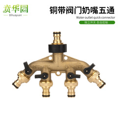 Water pipe one-quarter nipple quick-connect splitter splitter with valve five-way joint accessories irrigation garden fitting