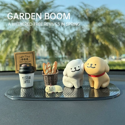 Cross-Border Car Ornaments, Interior Decoration, High-End Light Luxury Women's Car Accessories, Car Center Console Cute Supplies (Car ornaments) - ornament-sticky-puppy-bread-coffee-cup-cat-anti-slip-mat