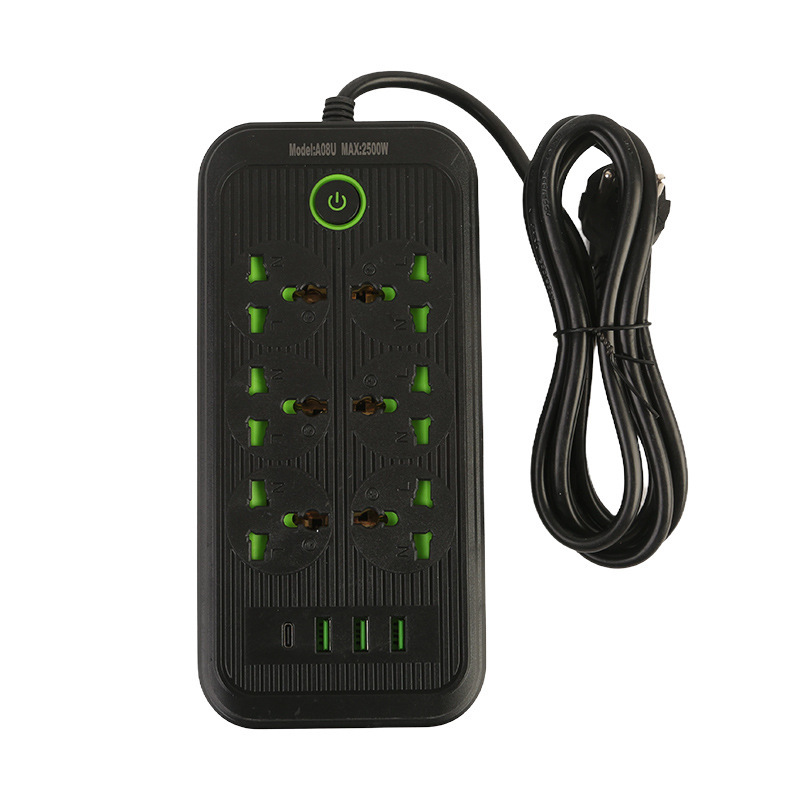 Conector transfronterizo 3USB con puerto PD seis 18 orificios estándar británico estándar europeo y estándar americano con puerta de seguridad con cable de interruptor general