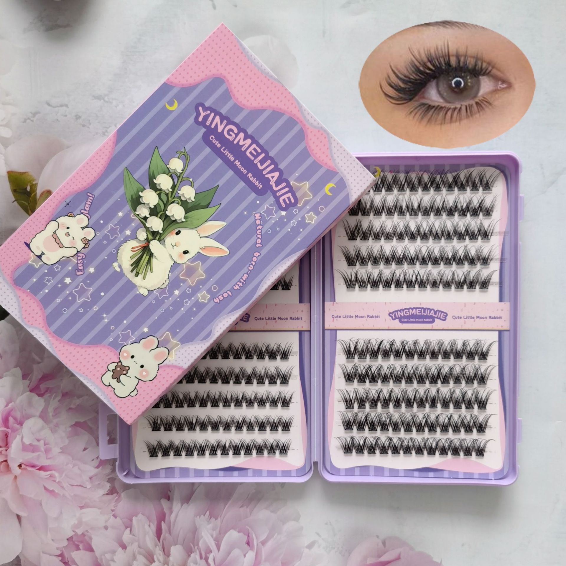 20 filas de paquete de caja de regalo de pestañas falsas transfronterizas, pestañas falsas densas, pestañas falsas sin pegamento.