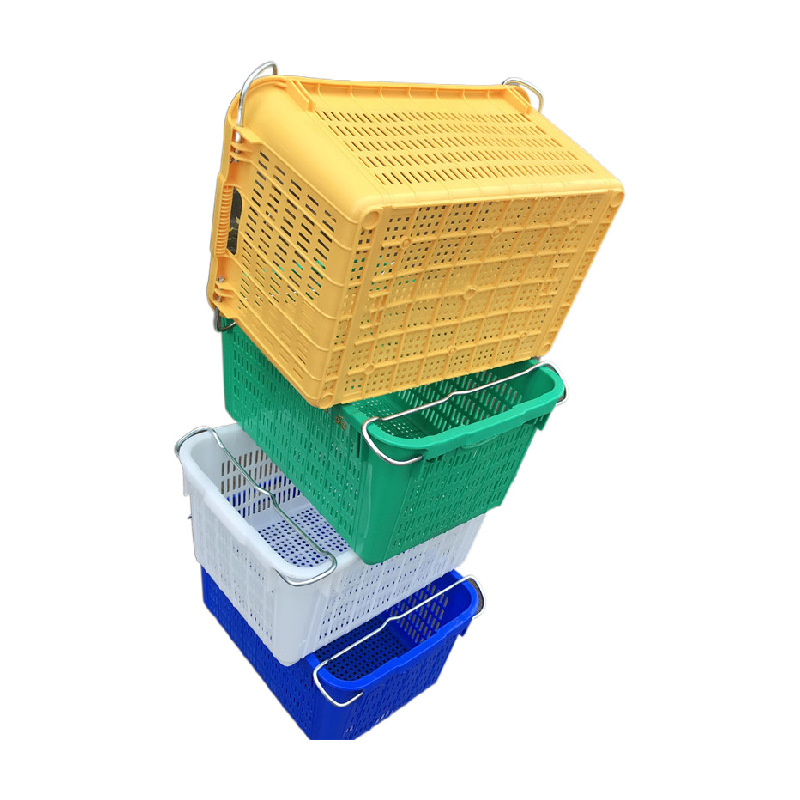 厂家现货河北廊坊石家庄带铁耳的塑料框  蔬菜周转框  食品配送筐