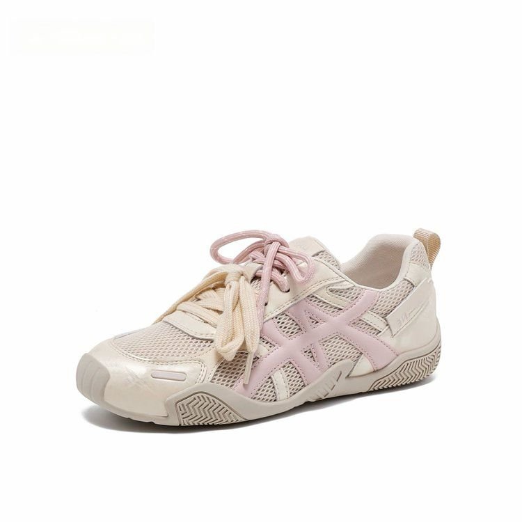 Zapatos de entrenamiento transpirables de malla 2026 nuevos zapatos de verano con lazos de color, zapatos deportivos casuales ligeros y gruesos
