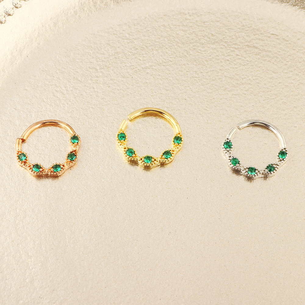 2021 Summer New Release 20G Zircon Rose Gold Nose Ring Fake Nose Piercing Leaf Tulip Daith Earring detail image 4