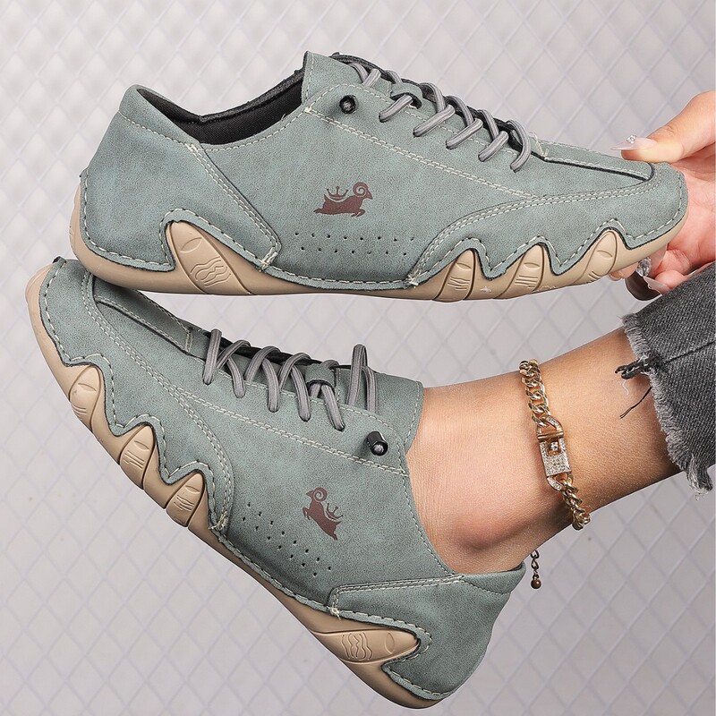 Women's Casual Sports Shoes with Leather Upper and Rubber Sole, Non-Slip and Wear-Resistant, Low-Top, Fashionable and Versatile Casual Women's Shoes