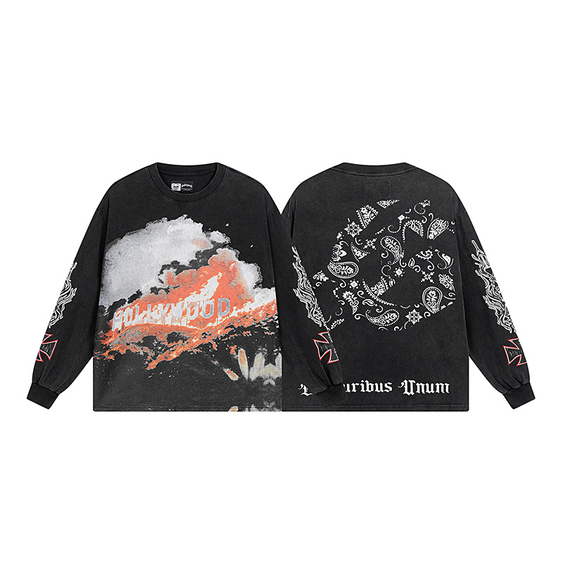 Al por mayor transfronterizo MideaGO Skull Metal Rock Band Robot camiseta de base de algodón suelta camiseta de manga larga
