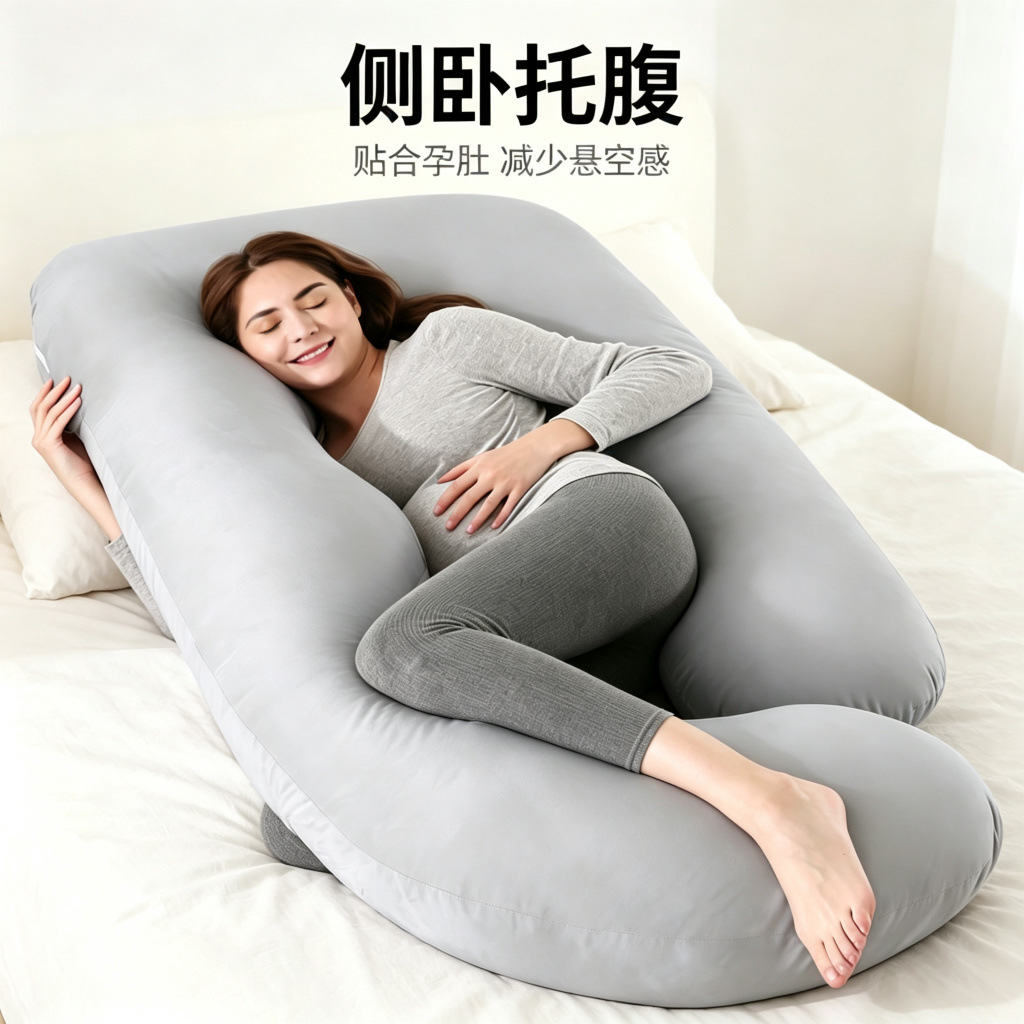 Cross-border physical Amazon supply, manufacturer wholesale of detachable crystal velvet G-shaped side-sleeping pregnancy pillows for waist support