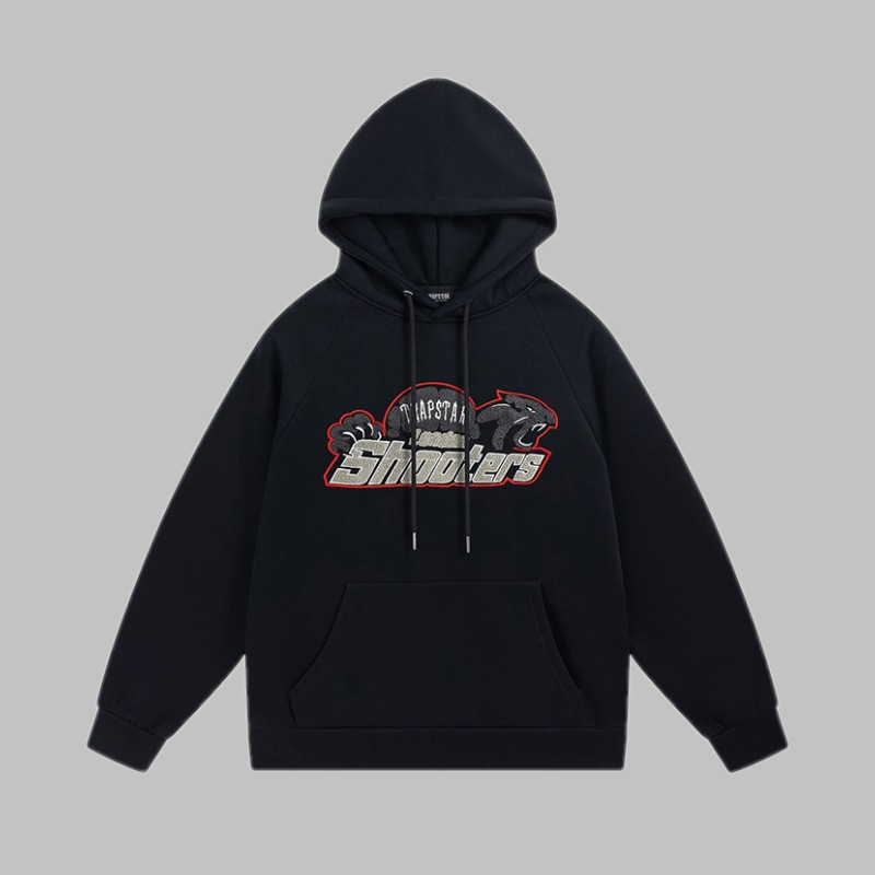 Trapstar azul Tigre cabeza toalla bordado traje forro polar suéter con capucha ceñida deportes casual pantalones largos