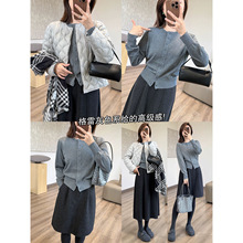 【高货】小纽扣金银丝羊毛针织衫气质圆领正肩精品短款上衣