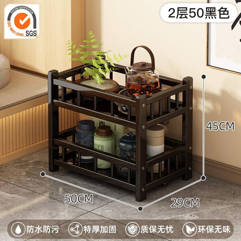 新しい中国風のモバイルコーヒーテーブル肥厚カート収納ラックオフィススタディティーテーブル車輪付きティーキャビネット|undefined