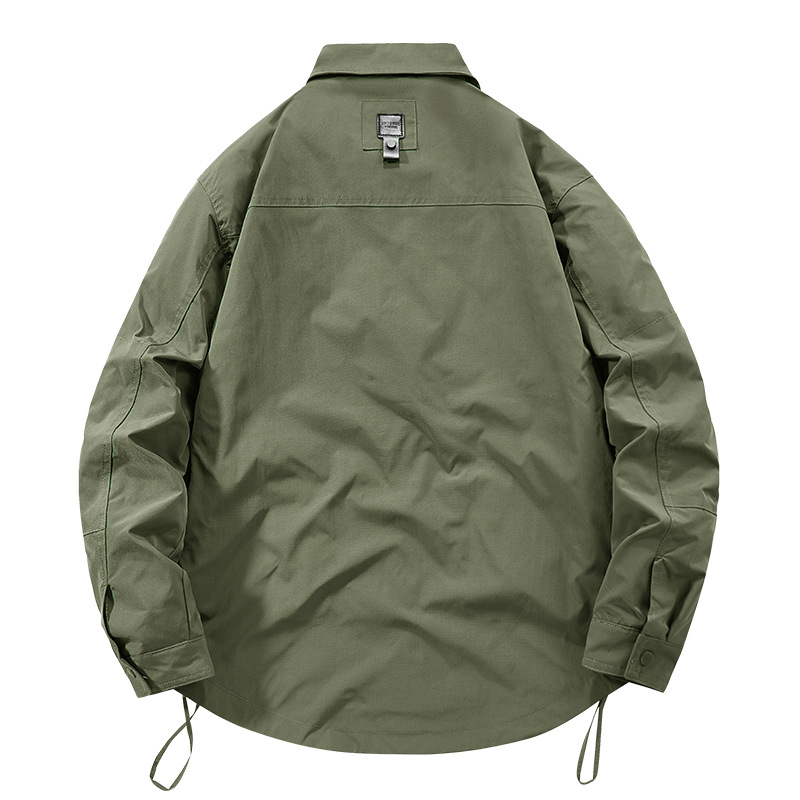 Primavera y otoño nueva chaqueta de trabajo de bolsillo hombre casual folga al aire libre chaqueta de color sólido chaqueta de hombre