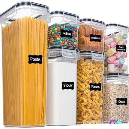 Juego de recipientes de plástico sellados para cocina, artículos de uso diario, caja de almacenamiento a prueba de humedad para fideos, uso doméstico en el refrigerador.