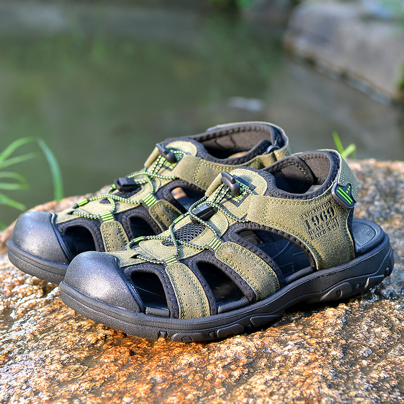 2023 verano para hombres sandalias de cuero de vaca zapatos de playa para hombres con suela suave antideslizante al aire libre zapatos de trekking casuales para hombres huecos