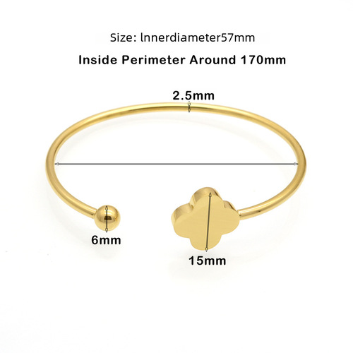 Fashion four-leaf clover stainless steel bracelet for women, Japanese and Korean style simple and sweet bracelet, gift for girlfriend and friend on birthday