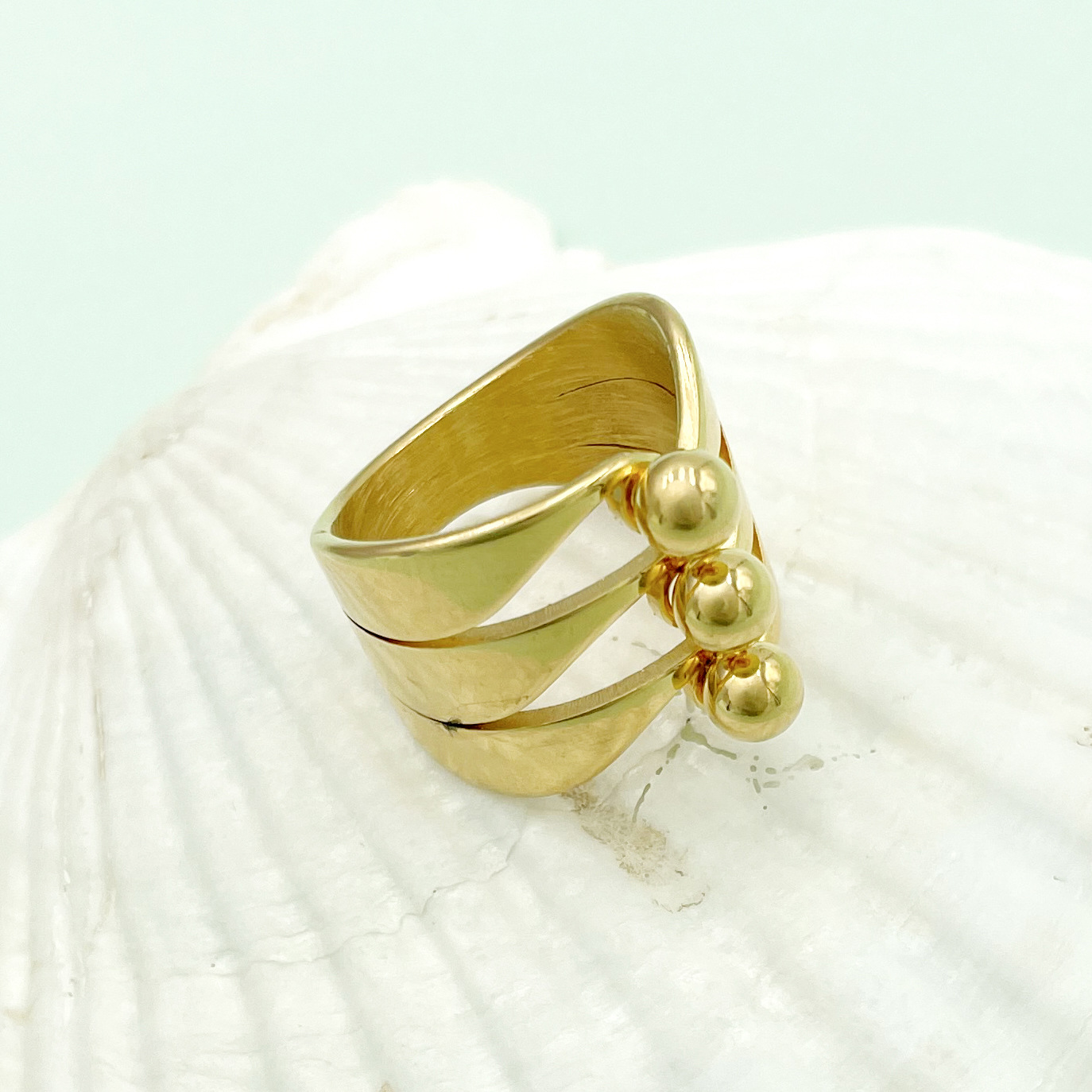 Fashion Geometric Stainless Steel Plating Open Ring