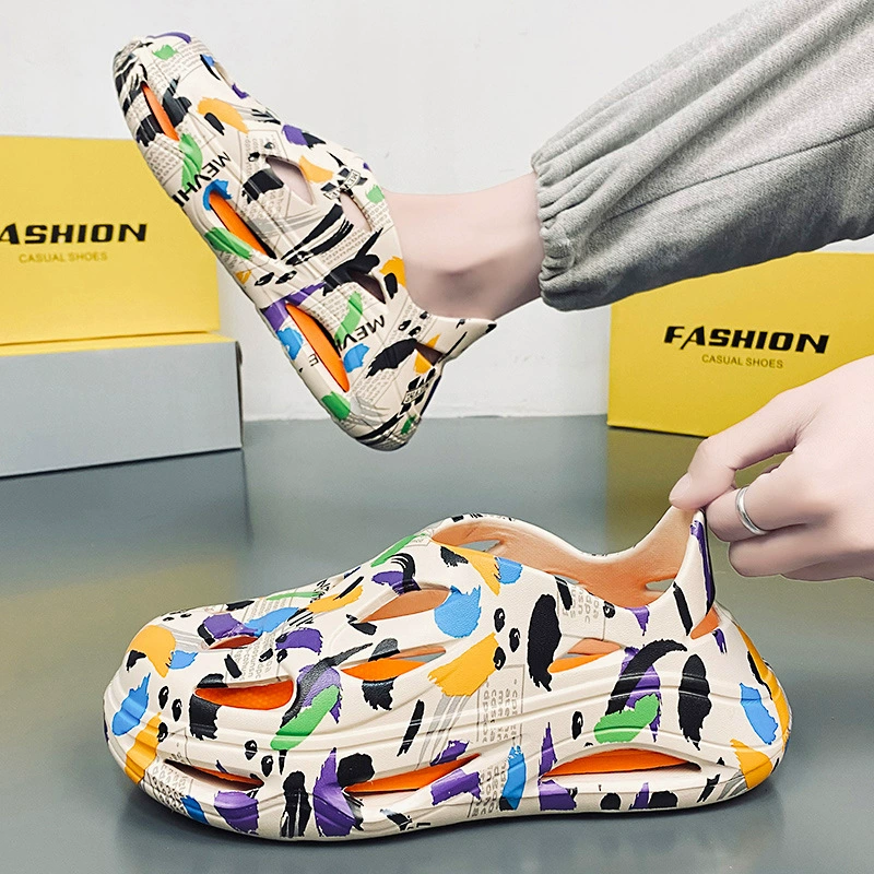 Обувь Croc, мужская летняя верхняя одежда, нескользящие спортивные сандалии с открытым носком и защитой от запаха, уличные пляжные босоножки с носком