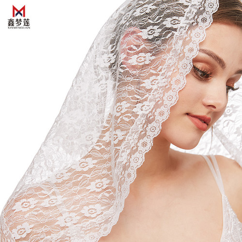 Foreign trade manufacturer European and American style bridal veil Muslim triangle lace scarf shawl style white wedding veil
