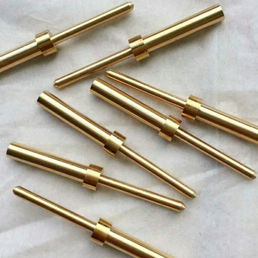 Золотистый контактный разъем мужской и женский медный контактор PIN контакт зонд сигнальный PIN зарядный PIN пружинный PIN
