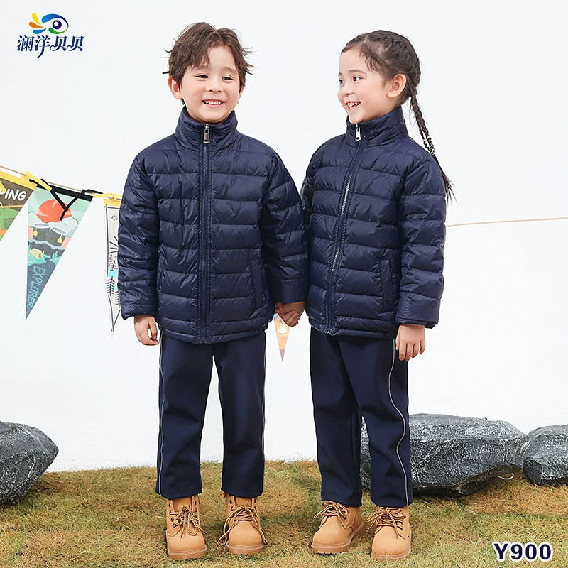 Uniform for elementary school students, winter children's light and thin keep warm down jacket for boys, for secondary school
