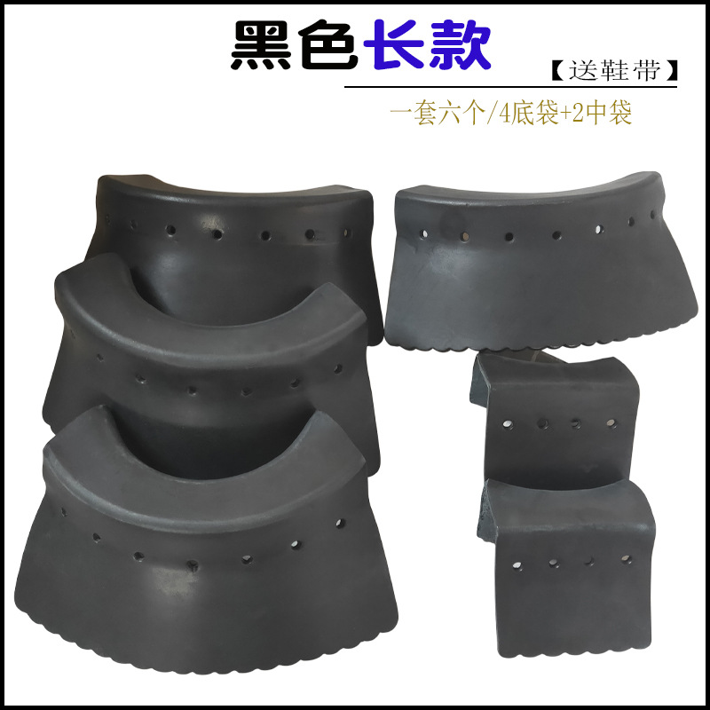 Black long bandless leather mouth 1 set to 6 shoelaces for laces