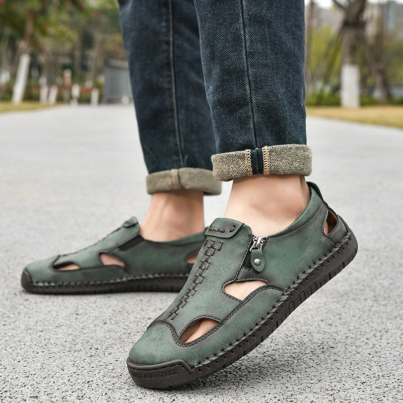 Dép sandal nam bít mũi thoáng khí chống trượt, cỡ lớn đi biển — T2518 trắng, T2518 vàng, T2518 xanh, T2518 đen chi tiết 6