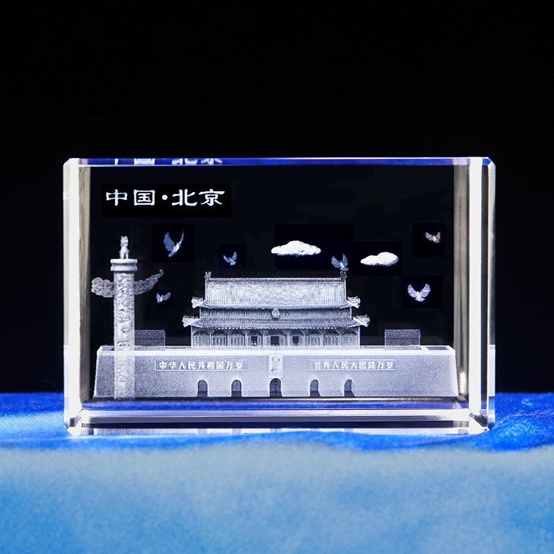 Escultura interior de cristal Serie de animales 3D Estatua de Buda de cristal Modelo de edificio de cristal Decoración del hogar Recuerdos de viaje Suministro transfronterizo