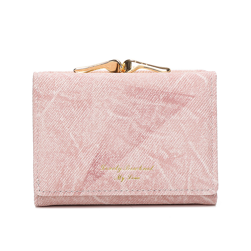 Cartera plegable de dibujos animados lindo transfronterizo, bowknot, bolso de tarjeta Macron, billetera de cuero PU de una pieza, billetera de mujer personalizada