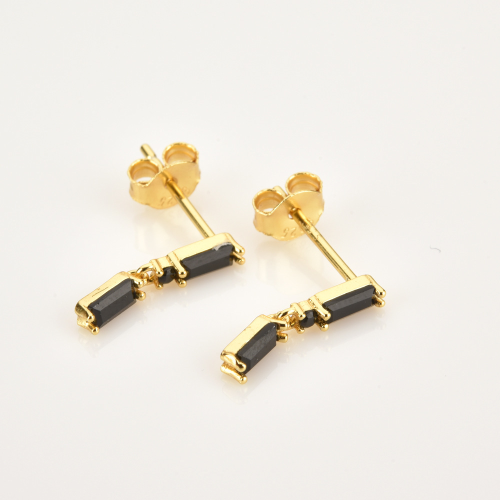 1 Pair Simple Style Rectangle Plating Inlay Copper Zircon Drop Earrings display picture 3