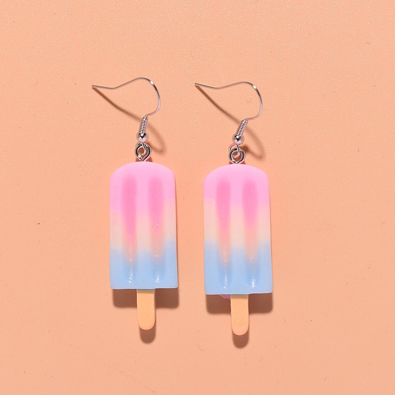 5g Weight Drop Earrings Classification 1 Pair Quantity 1 Pair Simple Style Ice Cream Patchwork Plastic Resin Drop Earrings