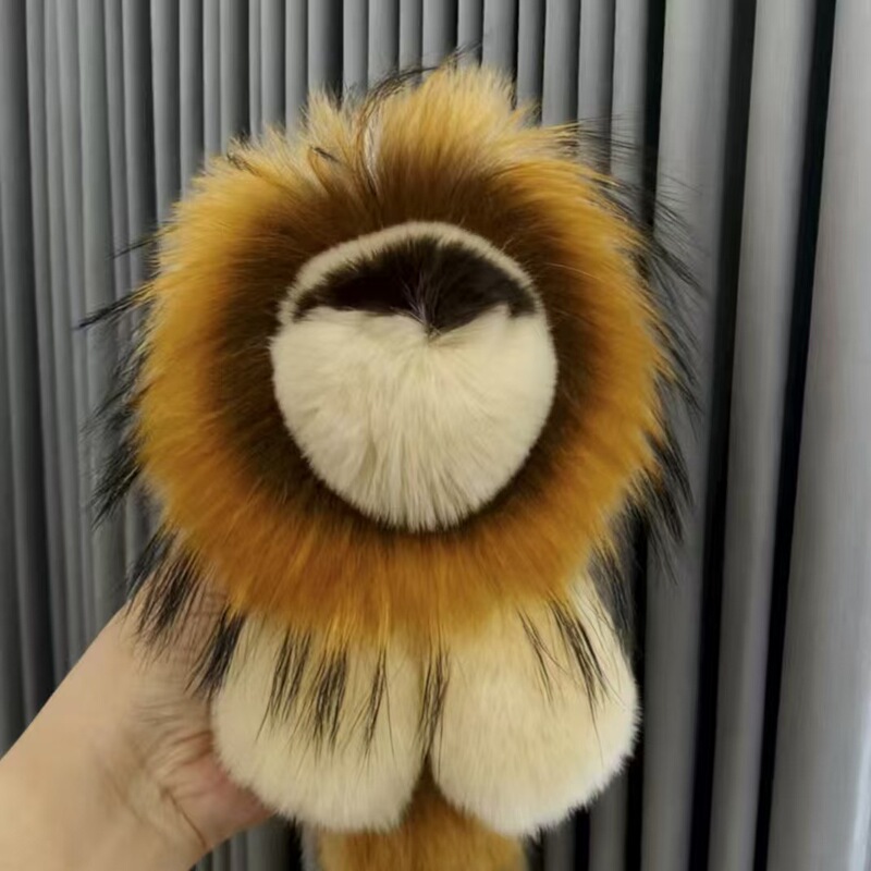 Real Rex Rabbit Fur Lion Pendant Car Keychain Bag Pendant Fur Accessories Fur Ball Jewelry Women's Classy Plush Real Rex Rabbit Fur Lion Pendant Car Keychain Bag Pendant Fur Accessories Fur Ball Jewelry Women's Classy Plush