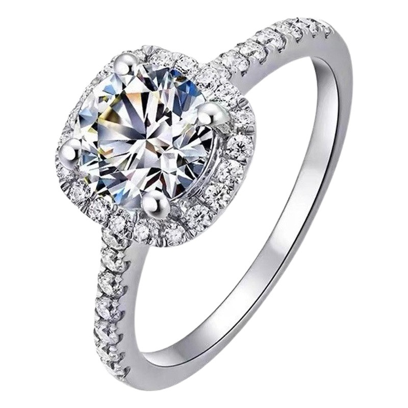 Light luxury square diamond ring stud earrings necklace jewelry suit women's cross-border foreign trade trend zircon full Diamond Square bag three-piece set